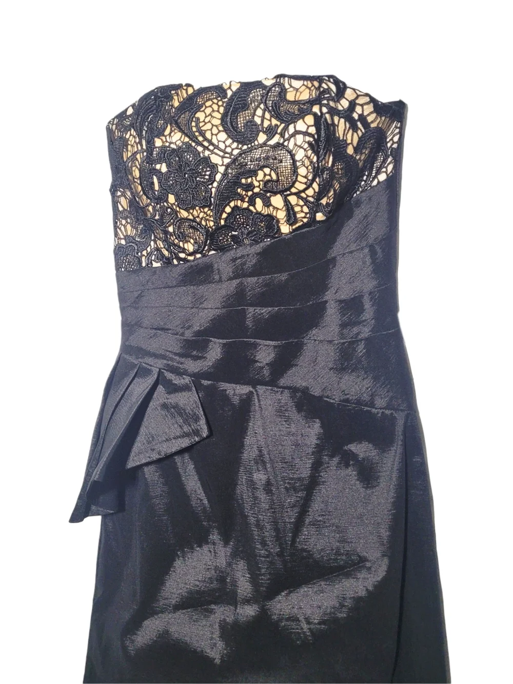 Vintage 90s Jessica McClintock Strapless Lace Bodice Maxi Evening Gown
